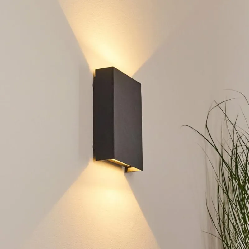 hofstein Applique murale d'extérieur Benin LED Noir, 2 lumières