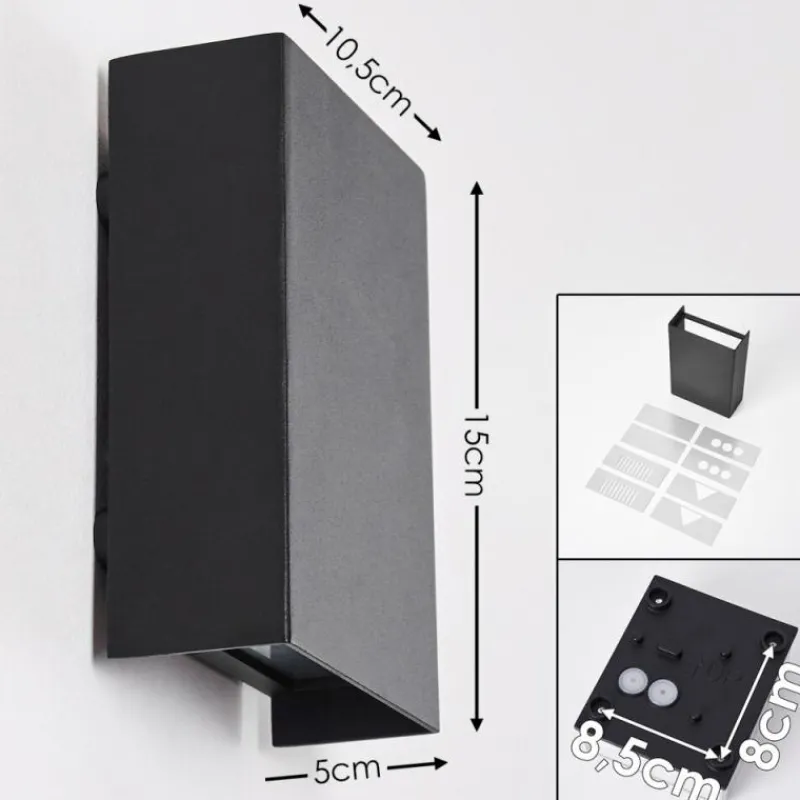 hofstein Applique murale d'extérieur Benin LED Noir, 2 lumières