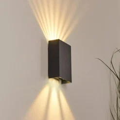 hofstein Applique murale d'extérieur Benin LED Noir, 2 lumières