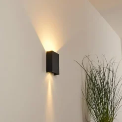 hofstein Applique murale d'extérieur Benin LED Noir, 2 lumières