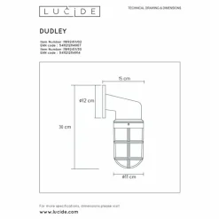 Luminaires Lucide Applique murale d'extérieur Lucide DUDLEY Noir, 1 lumière