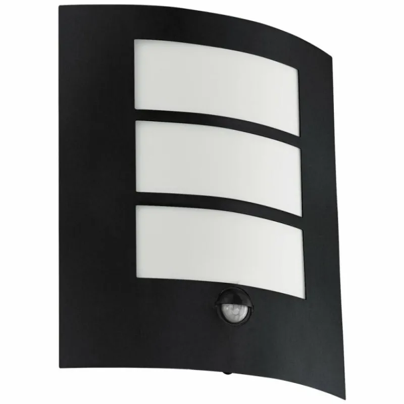 Luminaires Eglo Applique murale d'extérieur Eglo CITY Noir, 1 lumière, Détecteur de mouvement