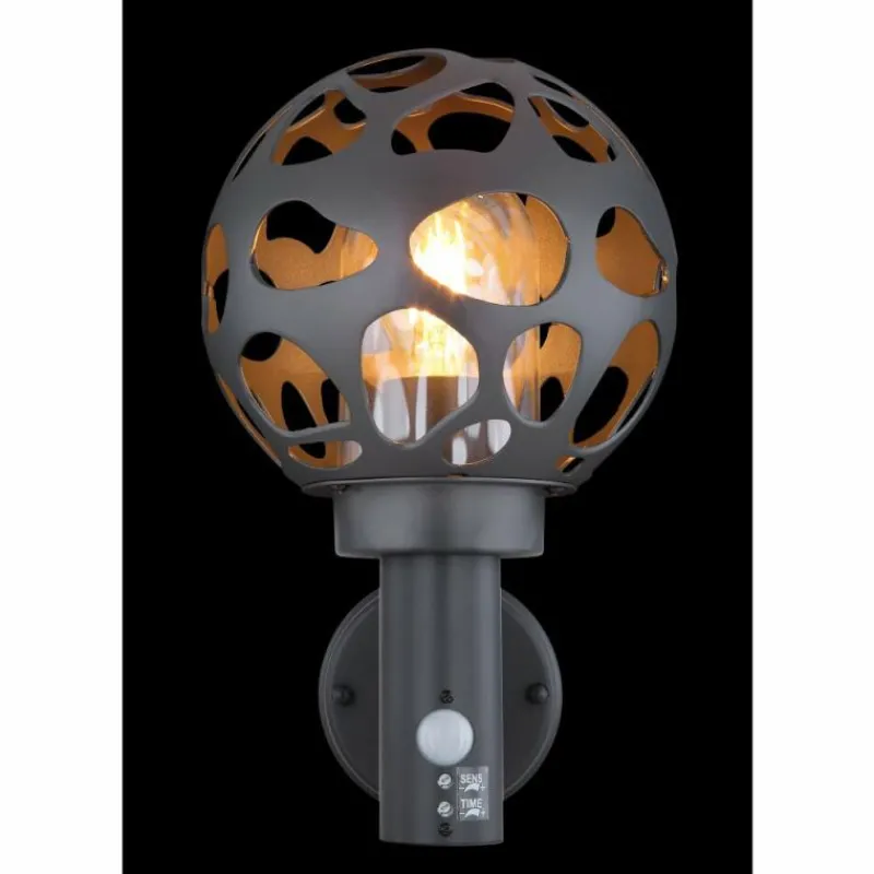 Luminaires Globo Lighting Applique murale d'extérieur Globo HILARIO Anthracite, 1 lumière, Détecteur de mouvement