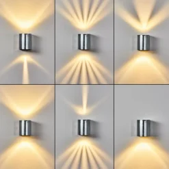 hofstein Applique murale d'extérieur Mora LED Nickel mat, 2 lumières