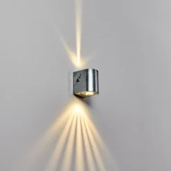 hofstein Applique murale d'extérieur Mora LED Nickel mat, 2 lumières