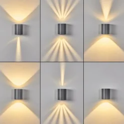 hofstein Applique murale d'extérieur Mora LED Gris, 2 lumières