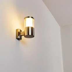 hofstein Applique murale d'extérieur Leon LED Nickel mat, 1 lumière