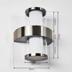 hofstein Applique murale d'extérieur Parawa LED Nickel mat, 2 lumières