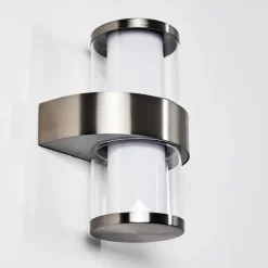 hofstein Applique murale d'extérieur Parawa LED Nickel mat, 2 lumières