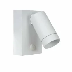 Luminaires Lucide Applique murale d'extérieur Lucide TAYLOR Blanc, 1 lumière, Détecteur de mouvement