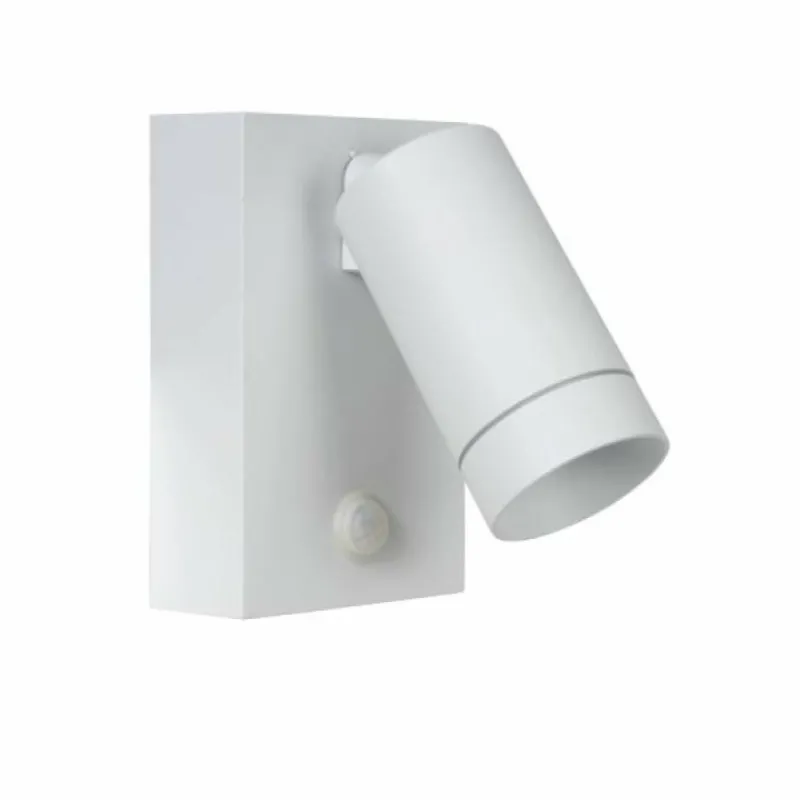 Luminaires Lucide Applique murale d'extérieur Lucide TAYLOR Blanc, 1 lumière, Détecteur de mouvement