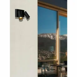 Luminaires Lucide Applique murale d'extérieur Lucide TAYLOR Noir, 2 lumières, Détecteur de mouvement