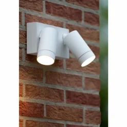 Luminaires Lucide Applique murale d'extérieur Lucide TAYLOR Blanc, 2 lumières, Détecteur de mouvement