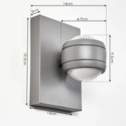 hofstein Applique murale d'extérieur Arsego LED Gris, 2 lumières