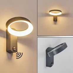 hofstein Applique murale d'extérieur Carinola LED Anthracite, 1 lumière, Détecteur de mouvement