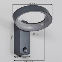 hofstein Applique murale d'extérieur Carinola LED Anthracite, 1 lumière, Détecteur de mouvement