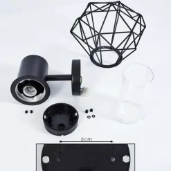 Lampes Vintages & Rétros-hofstein Applique murale d'extérieur Solda Noir, 1 lumière, Détecteur de mouvement