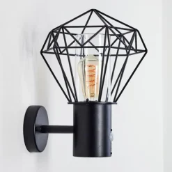 Lampes Vintages & Rétros-hofstein Applique murale d'extérieur Solda Noir, 1 lumière, Détecteur de mouvement