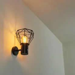 Lampes Vintages & Rétros-hofstein Applique murale d'extérieur Solda Noir, 1 lumière, Détecteur de mouvement