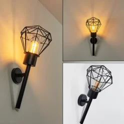 Lampes Vintages & Rétros-hofstein Applique murale d'extérieur Solda Noir, 1 lumière
