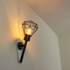 Lampes Vintages & Rétros-hofstein Applique murale d'extérieur Solda Noir, 1 lumière