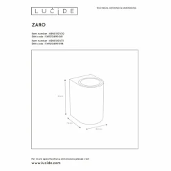 Luminaires Lucide Applique murale d'extérieur Lucide ZARO Noir, 1 lumière