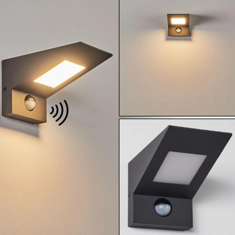 hofstein Applique murale d'extérieur Matlava LED Anthracite, Blanc, 1 lumière, Détecteur de mouvement