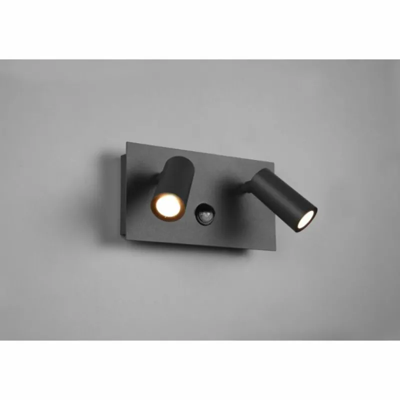 Luminaires Trio Applique murale d'extérieur Trio Tunga LED Anthracite, 2 lumières, Détecteur de mouvement