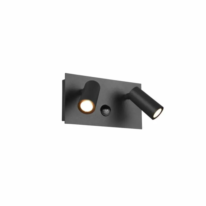 Luminaires Trio Applique murale d'extérieur Trio Tunga LED Anthracite, 2 lumières, Détecteur de mouvement