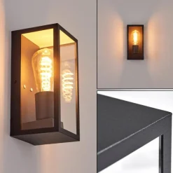 Lampes Vintages & Rétros-hofstein Applique murale d'extérieur Hakkas Noir, 1 lumière