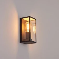 Lampes Vintages & Rétros-hofstein Applique murale d'extérieur Hakkas Noir, 1 lumière