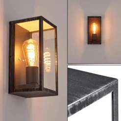 Lampes Vintages & Rétros-hofstein Applique murale d'extérieur Hamra Noir, Argenté, 1 lumière