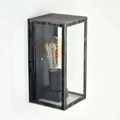 Lampes Vintages & Rétros-hofstein Applique murale d'extérieur Hamra Noir, Argenté, 1 lumière