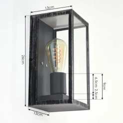 Lampes Vintages & Rétros-hofstein Applique murale d'extérieur Hamra Noir, Argenté, 1 lumière