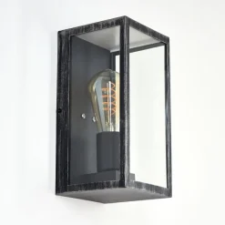 Lampes Vintages & Rétros-hofstein Applique murale d'extérieur Hamra Noir, Argenté, 1 lumière