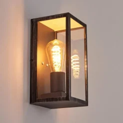 Lampes Vintages & Rétros-hofstein Applique murale d'extérieur Hamra Noir, Argenté, 1 lumière