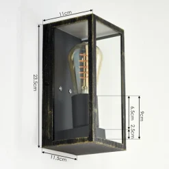 Lampes Dorées-hofstein Applique murale d'extérieur Hakkas Noir doré, 1 lumière