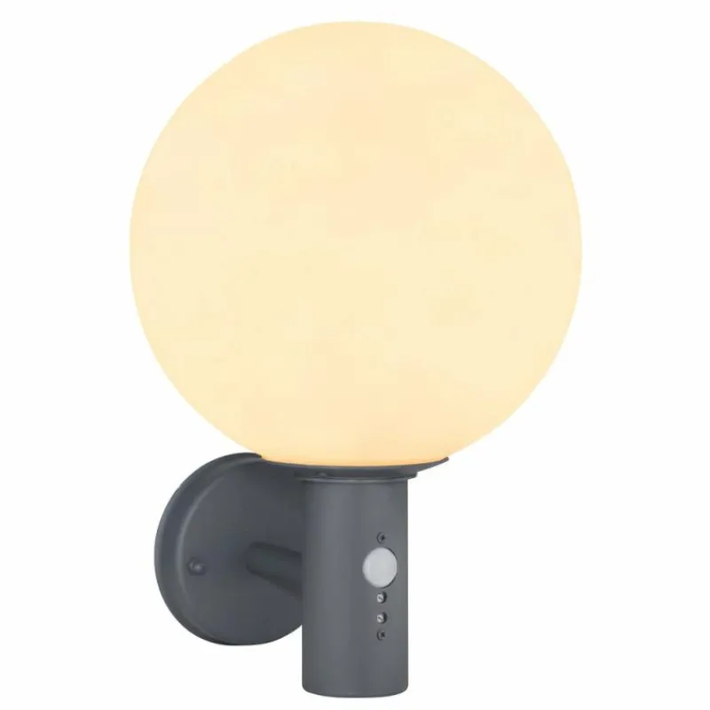 Luminaires Globo Lighting Applique murale d'extérieur Globo OSSY Anthracite, 1 lumière, Détecteur de mouvement