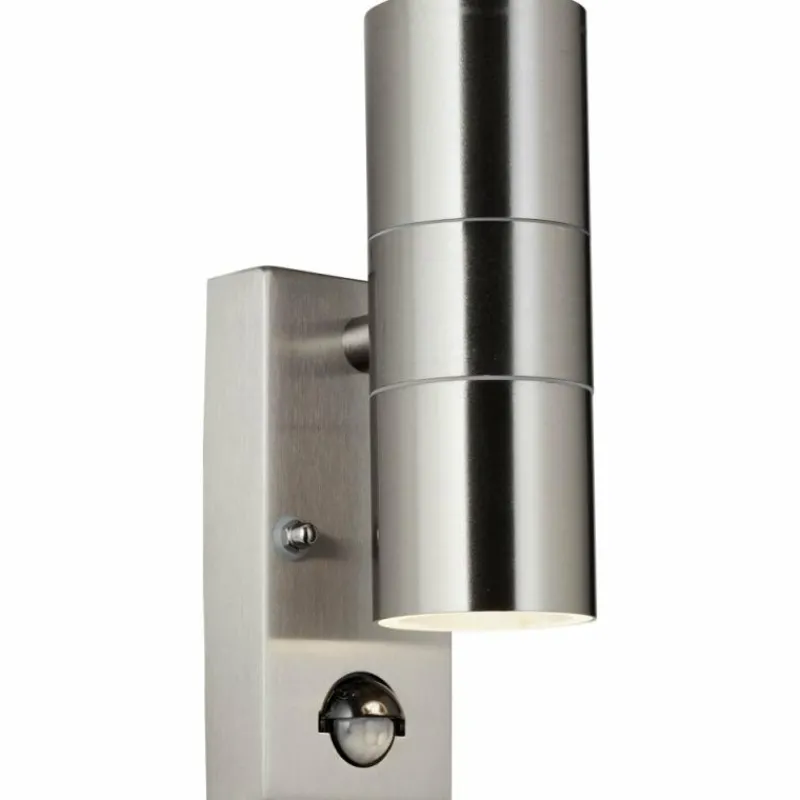 Luminaires Brilliant Applique murale d'extérieur Brillliant Hanni Argenté, 2 lumières, Détecteur de mouvement