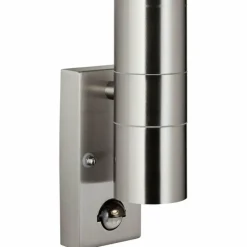 Luminaires Brilliant Applique murale d'extérieur Brillliant Hanni Argenté, 2 lumières, Détecteur de mouvement