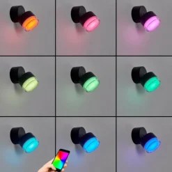 hofstein Applique murale d'extérieur Papagayos LED Anthracite, 1 lumière, Changeur de couleurs