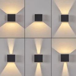 hofstein Applique murale d'extérieur Everton LED Noir, 2 lumières