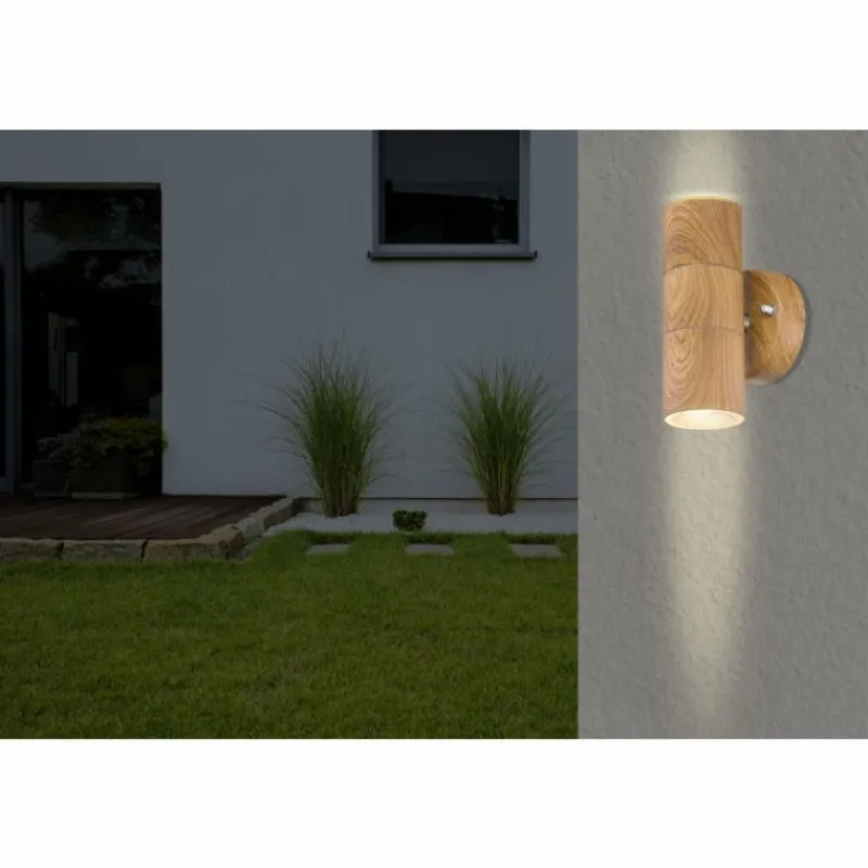 Lampes En Bois-Luminaires Globo Lighting Applique murale d'extérieur Globo JAICY Bois foncé, 2 lumières
