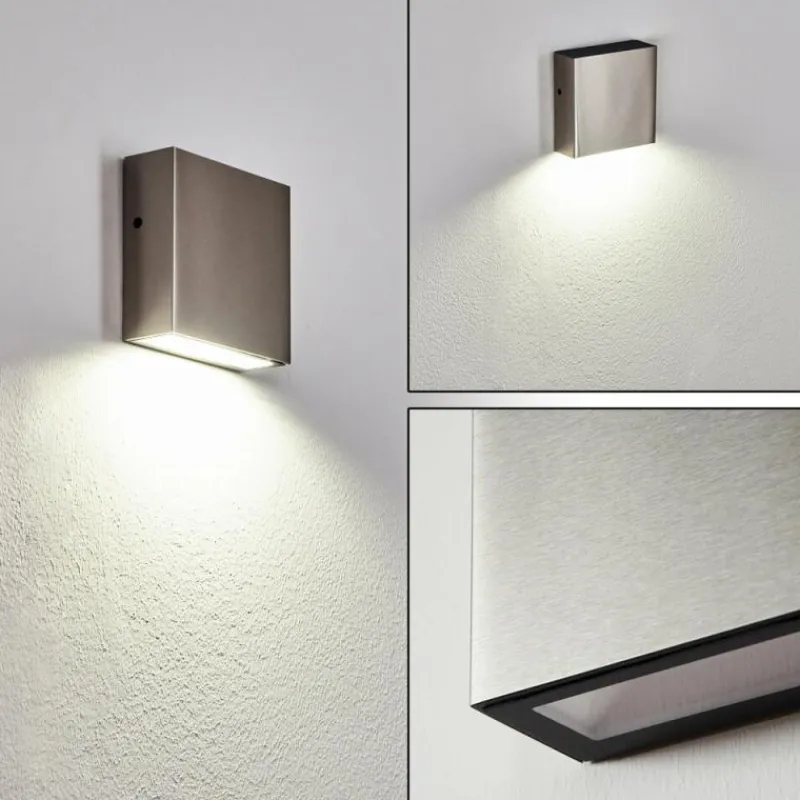 hofstein Applique murale d'extérieur Spidern LED Nickel mat, Blanc, 1 lumière