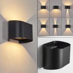 hofstein Applique murale d'extérieur Everton LED Noir, 2 lumières