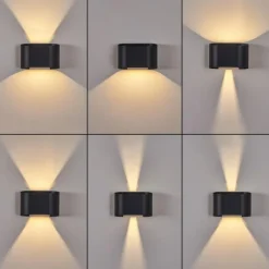 hofstein Applique murale d'extérieur Everton LED Noir, 2 lumières