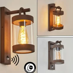 Lampes Vintages & Rétros-hofstein Applique murale d'extérieur Fulham Brun, Rouille, 1 lumière, Détecteur de mouvement
