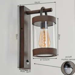 Lampes Vintages & Rétros-hofstein Applique murale d'extérieur Fulham Brun, Rouille, 1 lumière, Détecteur de mouvement