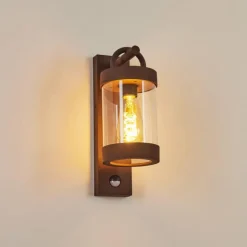 Lampes Vintages & Rétros-hofstein Applique murale d'extérieur Fulham Brun, Rouille, 1 lumière, Détecteur de mouvement