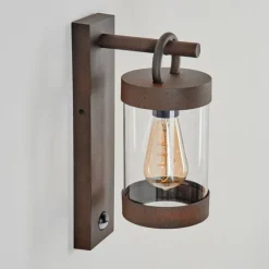 Lampes Vintages & Rétros-hofstein Applique murale d'extérieur Fulham Brun, Rouille, 1 lumière, Détecteur de mouvement